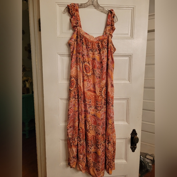 Knox Rose Dresses & Skirts - Knox Rose Paisley Maxi Dress in Orange and Pink XXL